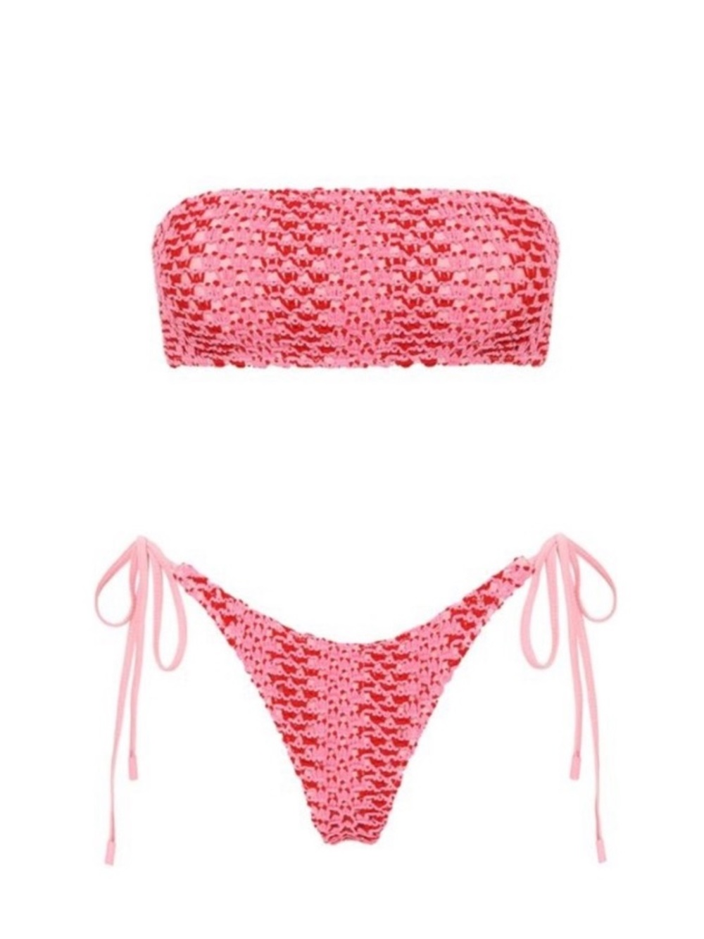 triangl swimwear Pink and Red Sequin Bandeau Tie-Side Bikini